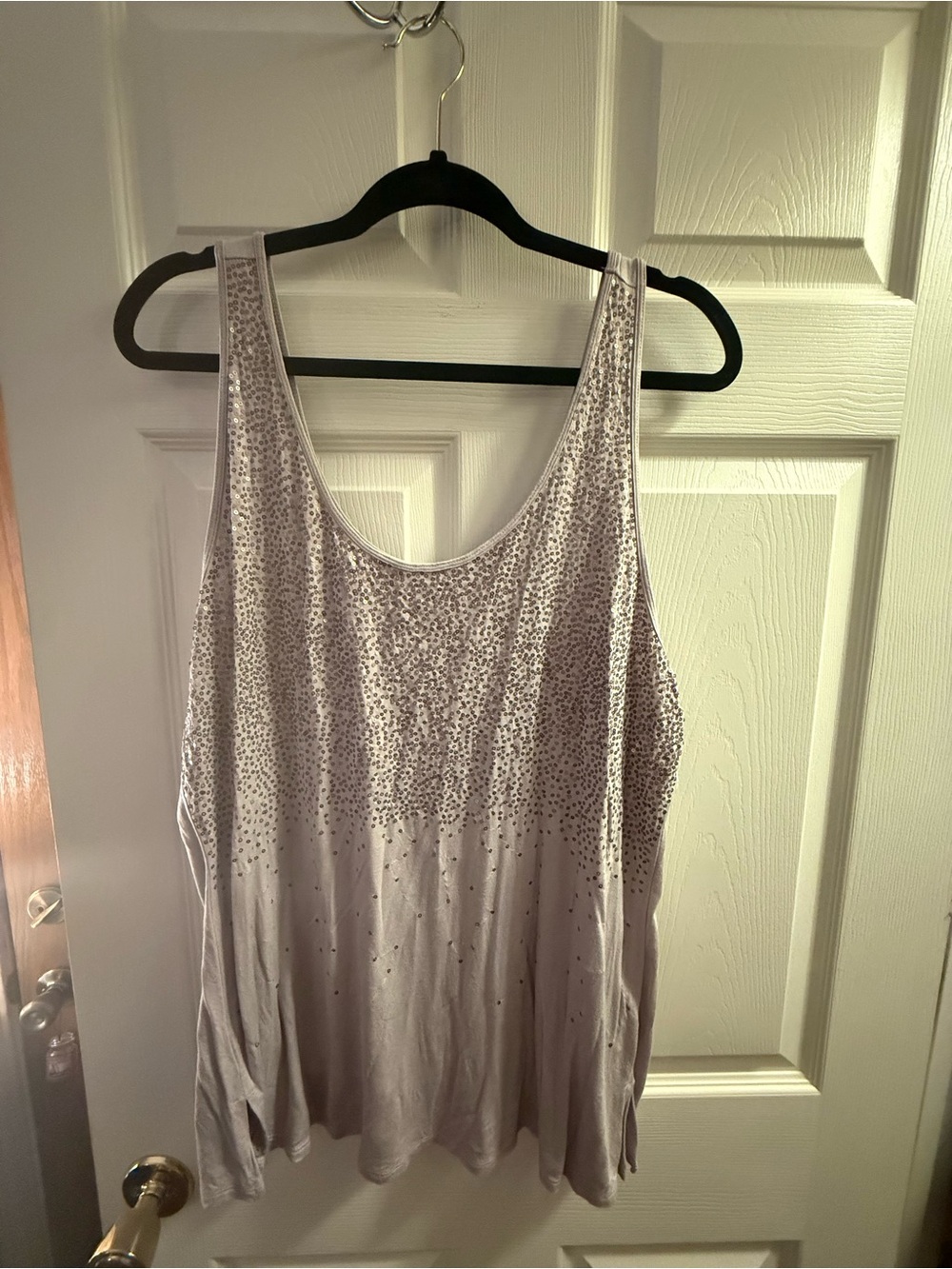 Maurices Light Beige Sequin Scoop Neck Tank